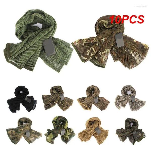 Bandanas 10pcs écharpe tactique camouflage maillage net foulards camouflage militaire écharpe