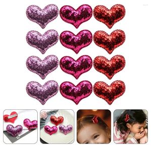 Bandanas 12 piezas Horquilla Accesorios para niñas Clips de corazón con purpurina Paño de comida grueso con forma decorativa Pequeño