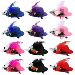 Bandanas 12pcs Hat Clip Clip Mesh Bow Barrette Flower Fleepin Fascinator Decorative for Toddler Party Costume Accessory ()