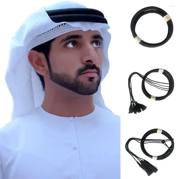 Bandanas 1 pieza accesorios para el desierto sombreros cuerda hombre Arabia Saudita Dubai ropa islámica tocado musulmán negro Egal Shemagh chal