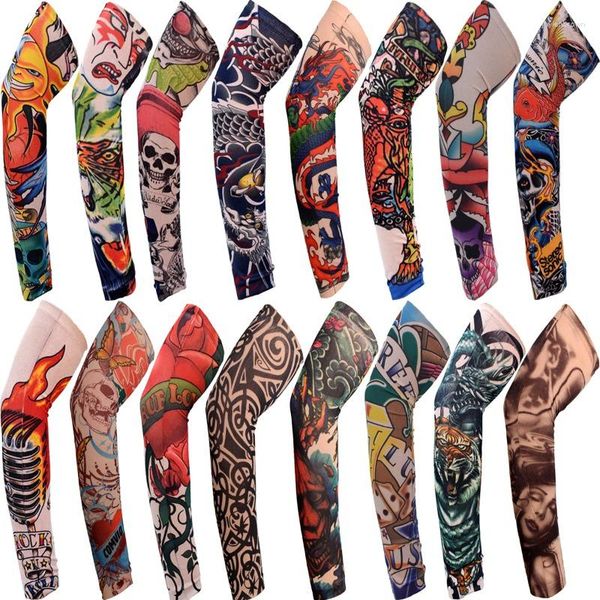 Bandanas 1PC Street Tattoo Bras Manches Sun UV Protection Couverture Sans Couture En Plein Air Équitation Crème Solaire Glover Pour Hommes Femmes