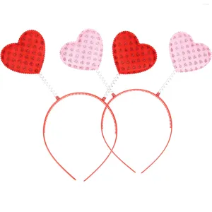 Bandanas 2 pcs coeur bandeau paillettes cheveux accessoires cupidon costume femmes en forme de coeur saint valentin faveurs rouge bandeau en plastique fille