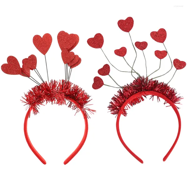 Bandanas 2 piezas en forma de corazón diadema turbante corazón banda para el cabello lentejuelas Valentine Po Prop alambre de hierro antena Bopper