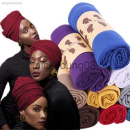 Bandana's 2021 Vrouwen Stretch Wrapped Sjaal Afrikaanse Hoofdband Haarverzorging Tulband Moslim Islamitische Hijab Headwrap Nigeriaanse Sjaals Bandana Cap x0628