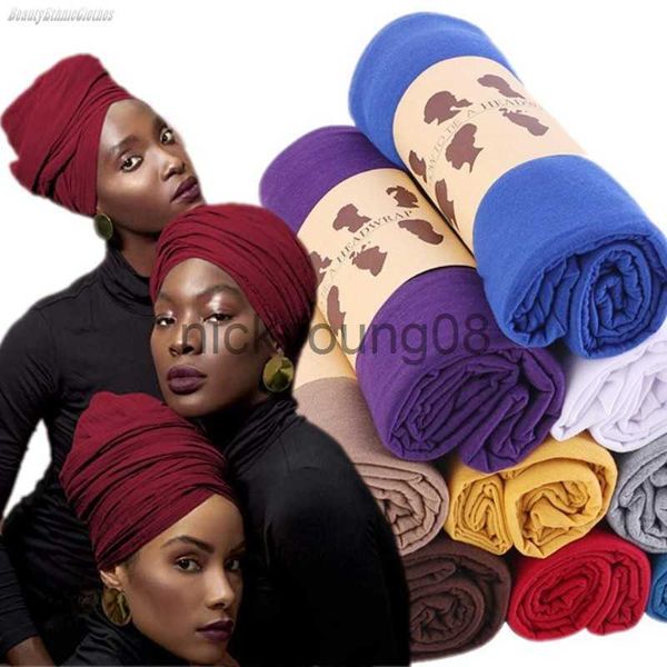 Bandanas 2021 Écharpe enveloppée extensible pour femmes Bandeau africain Soins des cheveux Turban Musulman Islamique Hijab Headwrap Écharpes nigérianes Bandanas Cap x0628