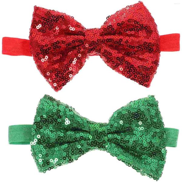 Bandanas 2 pièces adorable bandeau pour enfant, coiffure pour bébé, accessoires pour cheveux (rouge vert)