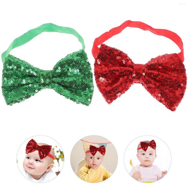 Bandanas 2 uds diademas navideñas adorables lentejuelas envolturas de tela diadema accesorios para el cabello para niños pequeños bebés nacidos rojo verde