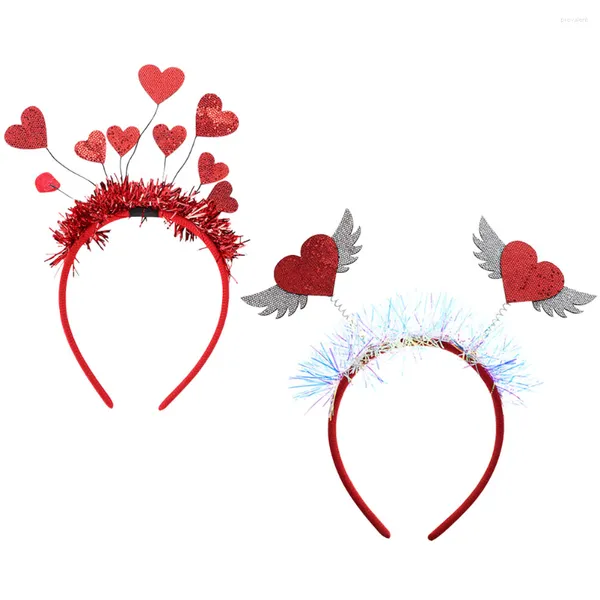 Bandanas 2 pièces coeur bandeaux saint valentin rouge paillettes Boppers fête antenne bandeau mariage boucle cheveux accessoires