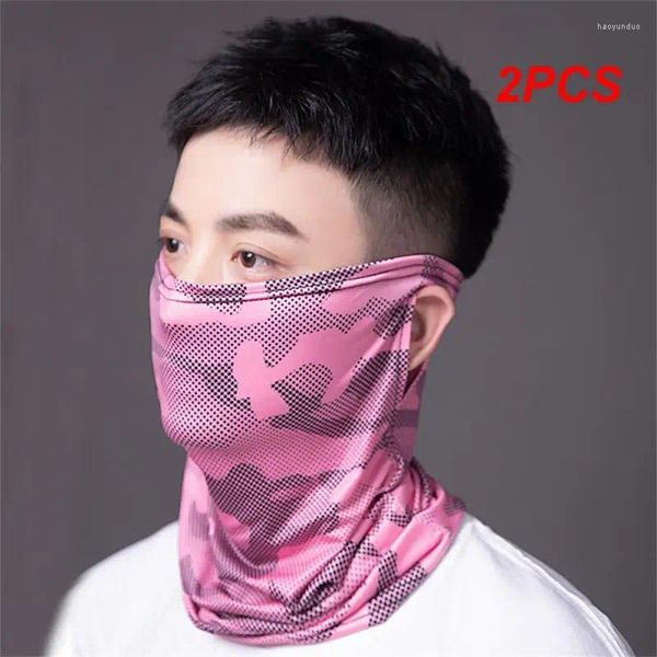 Bandanas 2 pièces hommes femmes Protection UV solaire Tube solide écharpe Buffs tête visage cou guêtre couverture bouclier anti-poussière Bandana Sport de plein air