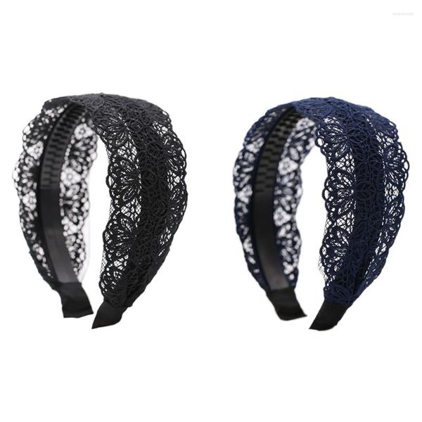 Bandanas 2 uds. De aro ancho para el pelo, accesorios antideslizantes con lazo, diadema para la cabeza para