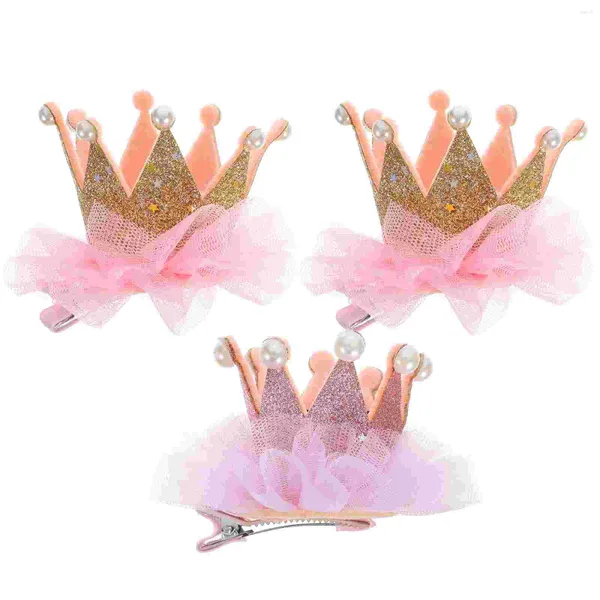 Bandanas 3 pièces couronne épingles à cheveux fille clips barrettes les fleurs pour les filles accessoires pour enfants