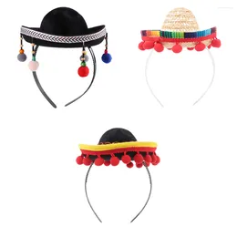 Bandanas 3 PCS Hat Kids Summer Party Decorations Sombrero hoeden Fiesta Day The Dead Headband Mexicaans kostuum