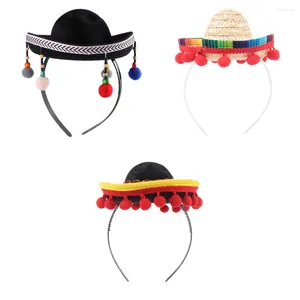 Pañuelos 3 piezas Sombrero Niños Fiesta de verano Decoraciones Sombrero Sombreros Fiesta Día Los muertos Diadema Traje mexicano