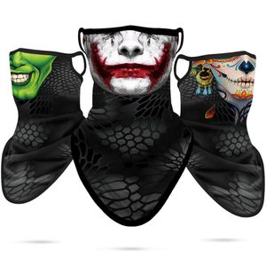 Bandanas 3d Ghost Neck Bandana Joker Venom Triangle Face Masks buitenshuis buitenshuis Cycling Hoofdband Camouflage Gaiter Women Skull Shield