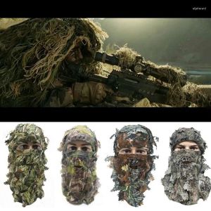 Bandanas 3D feuille Camouflage masques faciaux capuchon de chasse chapeaux tactiques en plein air couverture complète chapeaux cou Bandana guêtres