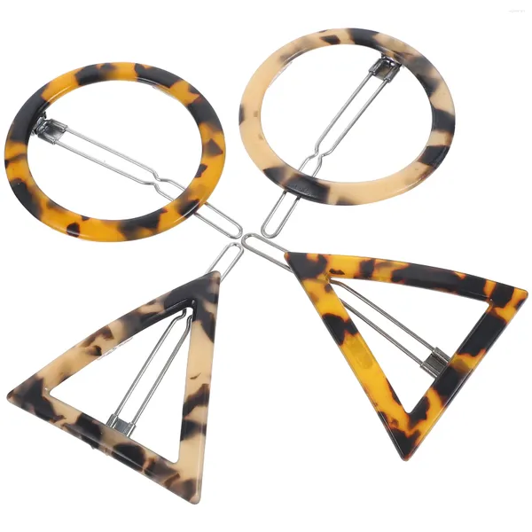 Bandanas 4 Uds pinzas para el cabello de resina conjunto de pasadores pinzas de garra circulares triangulares geométricas de leopardo para estilismo diario de fiesta