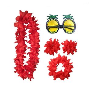 Bandanas 5 PCS Collier Hawaiian Eyeglasse Banquet de bracelet de coiffure d'ananas