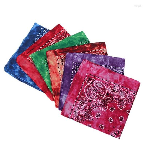 Bandanas 55 55 cm mode Hip Hop coton Bandana carré écharpe noir rouge Paisley bandeau imprimé pour femmes/hommes/garçons/filles