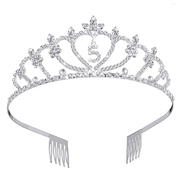 Bandanas 5th Birthday Crown Girl Rhinestone Pearl Hair Ties Princess Children's Jewelry Girls