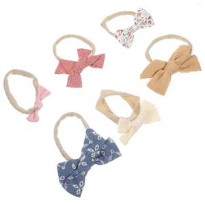 Bandanas 6 PCS Baby Girl Bow Headband Hoofdbanden voor Girls Toddler Flower Accessories Born Bows Infant Pure Cotton Hair Ties Baby's Baby