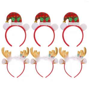 Bandanas 6pcs Creative Antler Headband Elf Hat Design Hair Bands Kerst schattige hoepels met Ear Hoofdress Party Favors