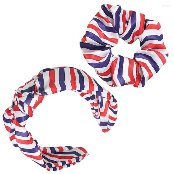 Bandanas drapeau américain bandeau boucle de cheveux femmes cravates porte-bijoux coiffure satin bandeaux décoratifs femmes