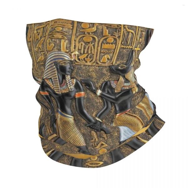 Bandanas Ancienne Egypte Dieu Horus et Anubis Cache-cou Femmes Hommes UV Bouclier Facial Hiver Égyptien Pharaon Bandana Écharpe Pour Le Ski