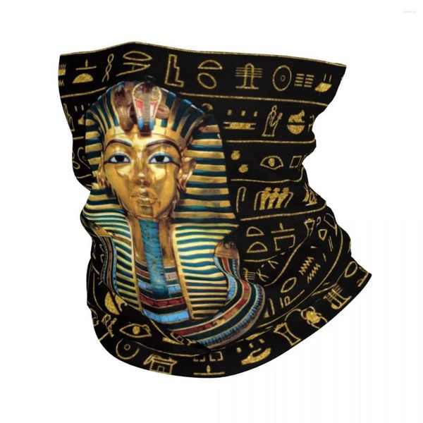 Bandanas Ancien Or Pharaon Egypte Roi Tut Bandana Cache-Cou Femmes Hommes Hiver Ski Tube Écharpe Guêtre Égyptien Hiéroglyphique Visage Couverture