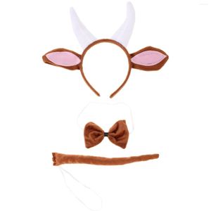 Bandanas Animal Hoofdband Kostuum Ears Geit Tail Cosplay Set Ear Halloween Cattle Headbanden Plushhorns Tie Party Cute Props Accessoires 317F