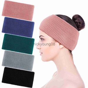 Bandanas Automne Hiver Large Côté Tricoté Bandeau Pour Femmes Filles Simple Universel Couleur Unie Lavage Visage Yoga Sports Élastique Bandes De Cheveux x0628