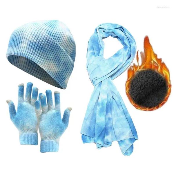 Bandanas Beanie Hat Gants chauds en tricot Longue écharpe Ensemble d'hiver pour hommes Sports de plein air Cadeau