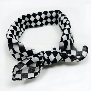 Bandanas Foulard Hip-Hop À Carreaux Noir Et Blanc Foulard Carré En Pur Coton Pour Hommes Femmes