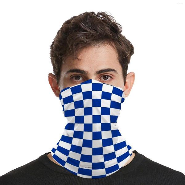 Pañuelos de tablero de ajedrez azul y blanco, pañuelo Vintage con estampado de cuadros a prueba de viento, cubierta de cuello a la moda para exteriores, pirata de Hip Hop