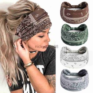 Bandanas Boho Noeud Turbans Yoga Élastique Tête Wrap Femmes Bandeau Large Bandeaux Chapeaux Floral Bandanas Mode Bande De Cheveux Accessoires x0628