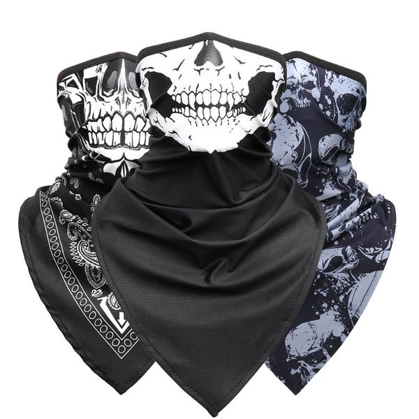 Bandanas Respirant Sport Crâne Visage Bandana Demi Masque Imprimé Ski Tube Réutilisable Écharpe Pêche Randonnée Course À Pied Cache-Cou Couverture Hommes Femmes