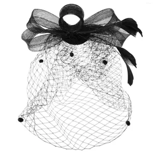 Bandanas Veil nuptial des barrettes fascinatrices chapeaux femmes Boueur de mariée de mariage noir