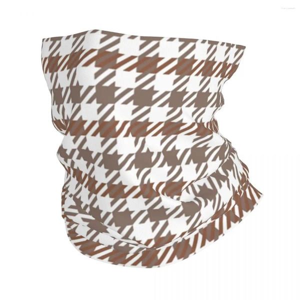 Bandanas Motif de dent de chien marron imprimé pied-de-poule Bandana cache-cou Protection UV visage écharpe couverture femmes hommes bandeau Tube cagoule