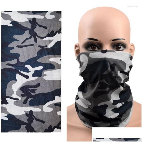 Bandanas Camuflaje Ciclismo Mascarilla Táctica Militar Bufanda Cuello Polaina Hombres Sin costuras Bandana Mujeres Diadema Clava Tubo Escudo Drop D Dhgfn