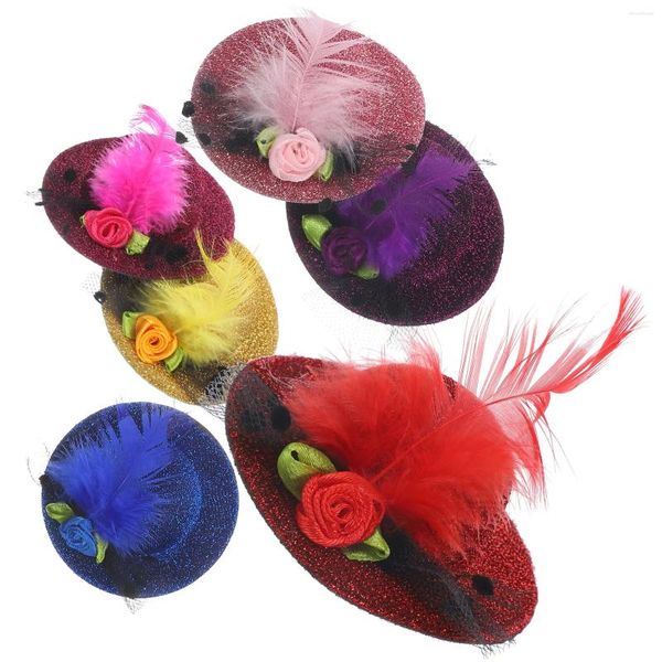 Bandanas Children Toys Plume Hairpins Delate Hat en forme de barrettes de fête de mariage pour femmes nuptiales décor