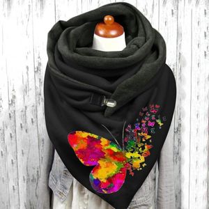 Bandanas kleurrijke vlinderafdruk sjaal vrouwen vintage winter warme knop omhoog sjaals sjaals comfortabele foulard femme