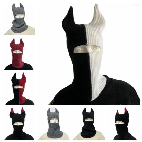 Bandanas corne de vache tricoté chapeau lettre casquette mode polyvalent foulard multifonctionnel Baotou masque d'équitation écharpe d'hiver