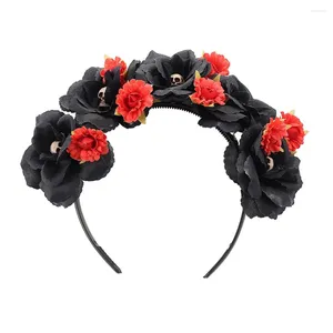 Bandanas pour le jour des morts, bandeau d'halloween, chouchous noirs, coiffure à fleurs