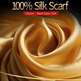 Bandanas Durag 100% Scarf Brand de luxe pour femmes 2021 Hangzhou Sac de châle de soie femme en décolleté solide Sicure de soie 240426
