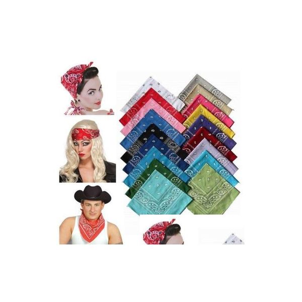 Pañuelos Durag 18 colores Polyster Hip Hop Pañuelo Mujeres Hombres Bufanda Bandana Hairband Bufandas Envolturas Cuello Muñequera Headtie Regalo Bla Dhcfy