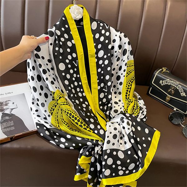 Bandanas Durag 180 90 cm classique foulard en soie femmes fondatrices bureau femmes grande mode imprimé plage bandeau rasage torsadé Bandana silencieux paréo 231007