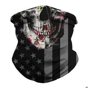 Bandanas Durag American Flag Design Mtifunction Bandana Ski Outdoor Sport Motorfiets Scarf Luipaard Print Face Mask CS Halloween Dr Dhynz