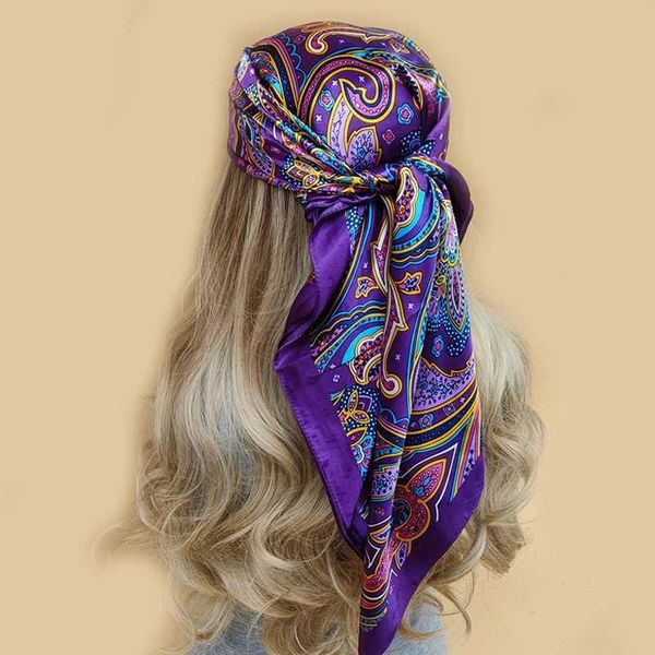 Bandanas Durag Bandana Head / Hair Scarf Womens Luxury Brand Summer Fashion Fashion Seasonal Band 90 * 90 cm Band Broulard Womens Luxury Mosaic 240426