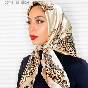 Bandanas Durag Bandanas Durag 2023 nouvelle mode foulard carré en soie pour les femmes 90*90cm cou cheveux cravate bande sac chaîne doux Foulard Hijab Foulard femme Foulard Y240325