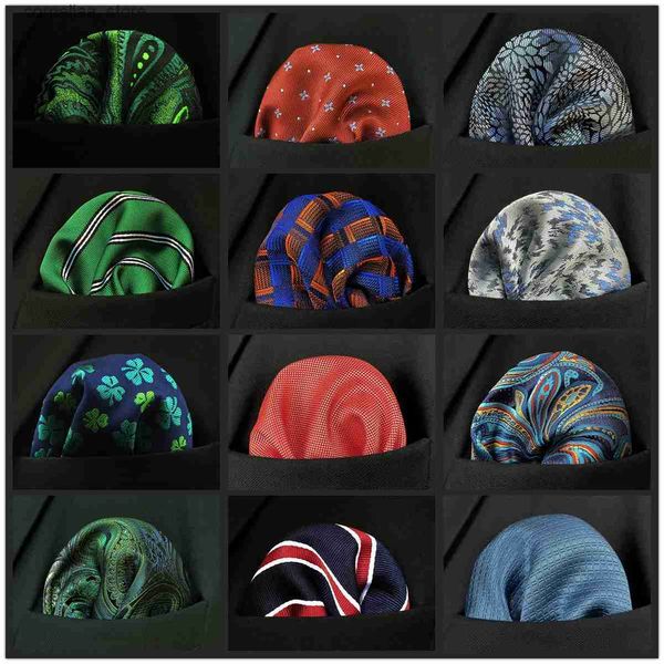 Bandanas Durag Bandanas Durag Flor Azul Paisley Mens Bolsillo Cuadrado IC Seda Púrpura Hanky Negocios Moda Dirección Boda Y240325