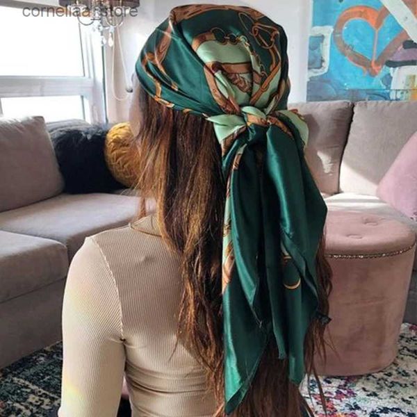 Bandanas Durag Bandanas Durag pays du Moyen-Orient printemps offre spéciale 90*90 cm Vintage noix de cajou grand foulard carré accessoires pour femmes foulard châle écharpe Y240325